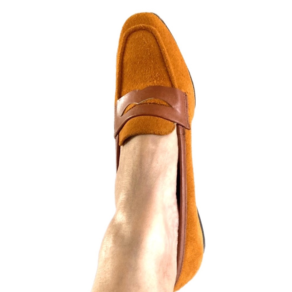 Vintage STUDIO OLYMPIA ochre genuine suede Loafers slip-on shoes. - Picture 6 of 15